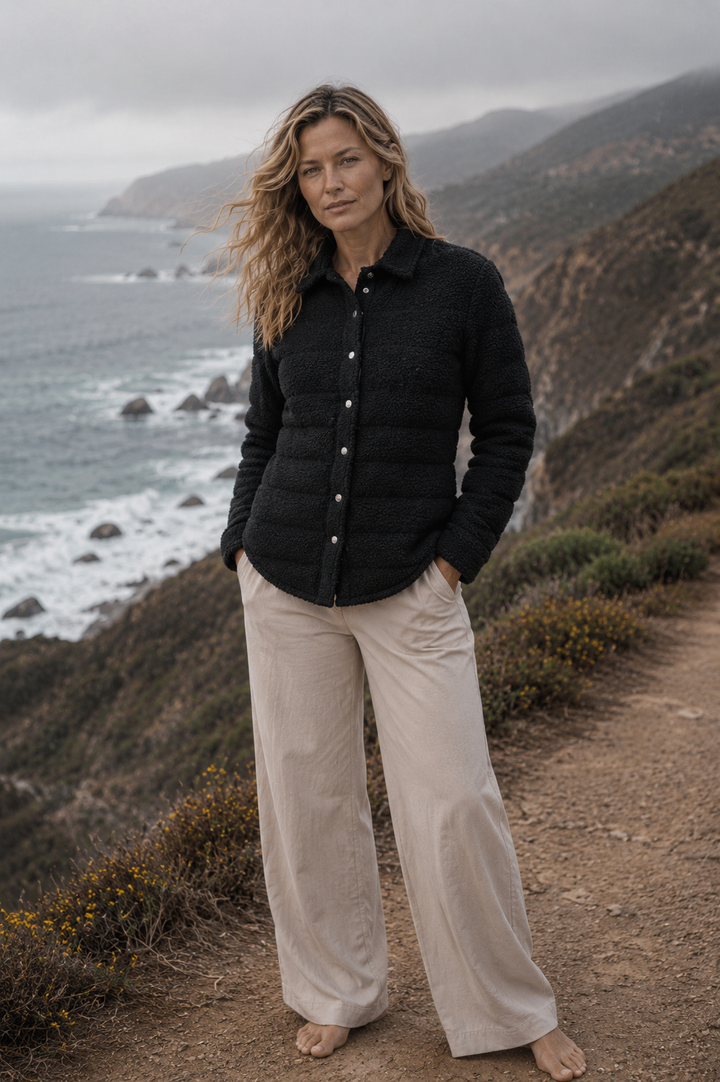The Harrow Bouclé | Down Shirt | Midnight Black - Cotes of London