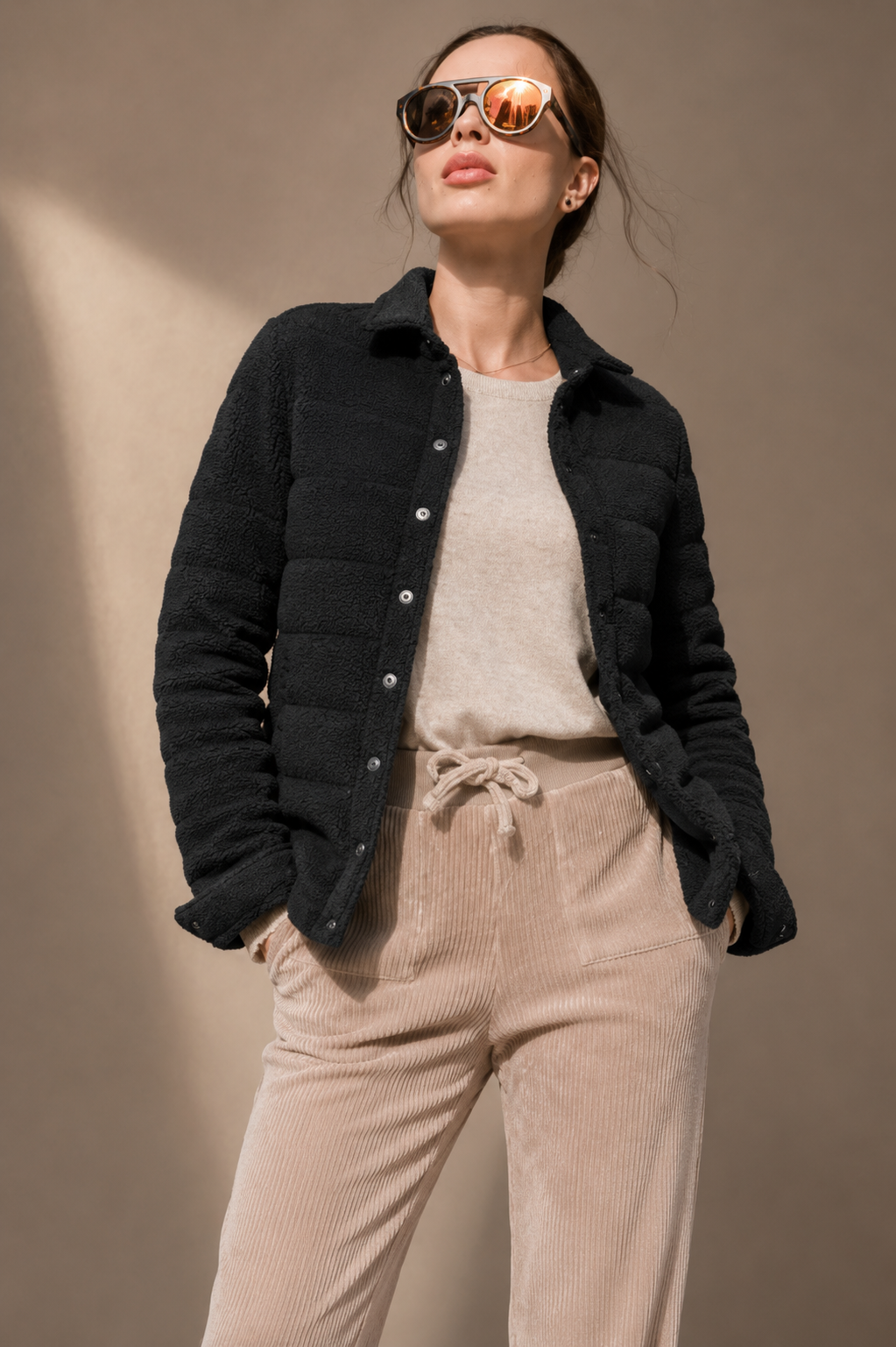 The Harrow Bouclé | Down Shirt | Midnight Black - Cotes of London