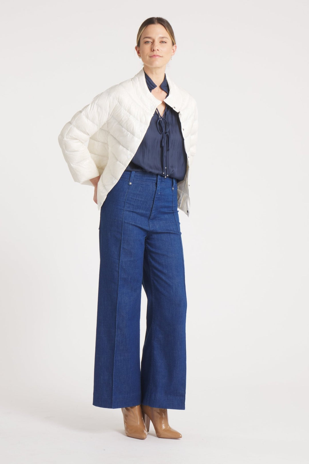 The Soho | Down 3/4 Sleeve Jacket | Ivory - Cotes of London